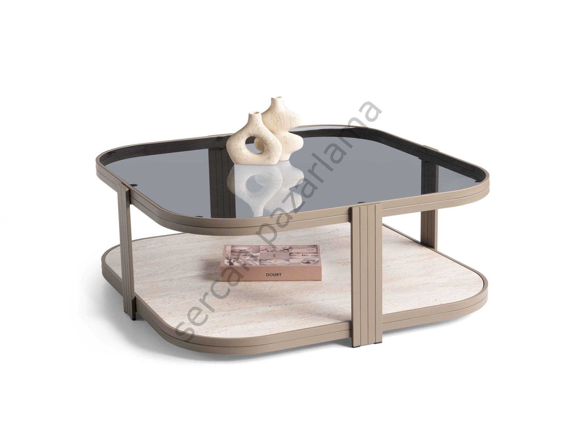 4439 - Valencia Orta Sehpa - Cappucino/Traverten