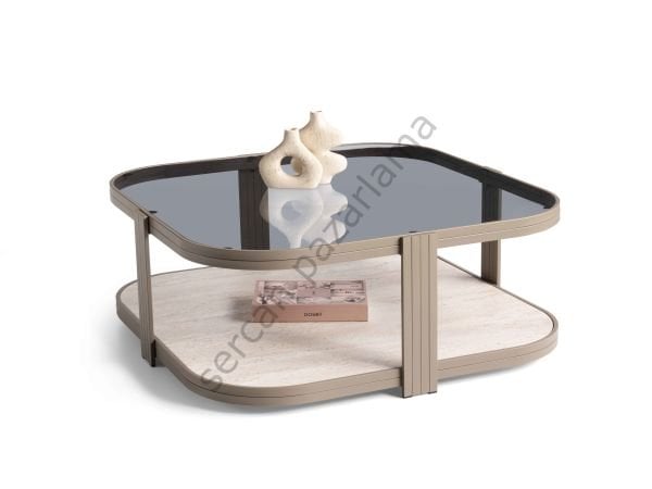 4439 - Valencia Orta Sehpa - Cappucino/Traverten