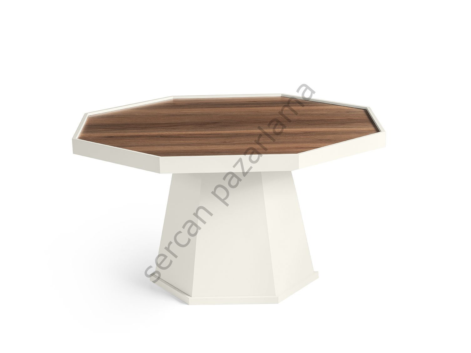 4462 - Piramit Orta Sehpa - Ekru/Ceviz