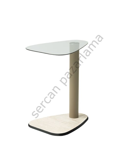 8212 - Mono Yan Sehpa - Traverten/Cappucino/Füme Cam