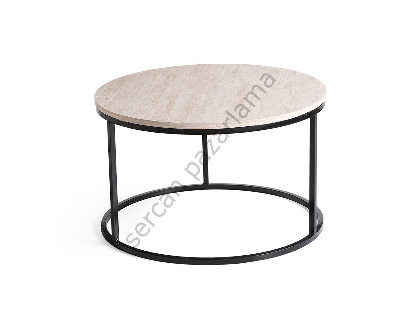 4419 - Sedef Orta Sehpa - Siyah/Traverten