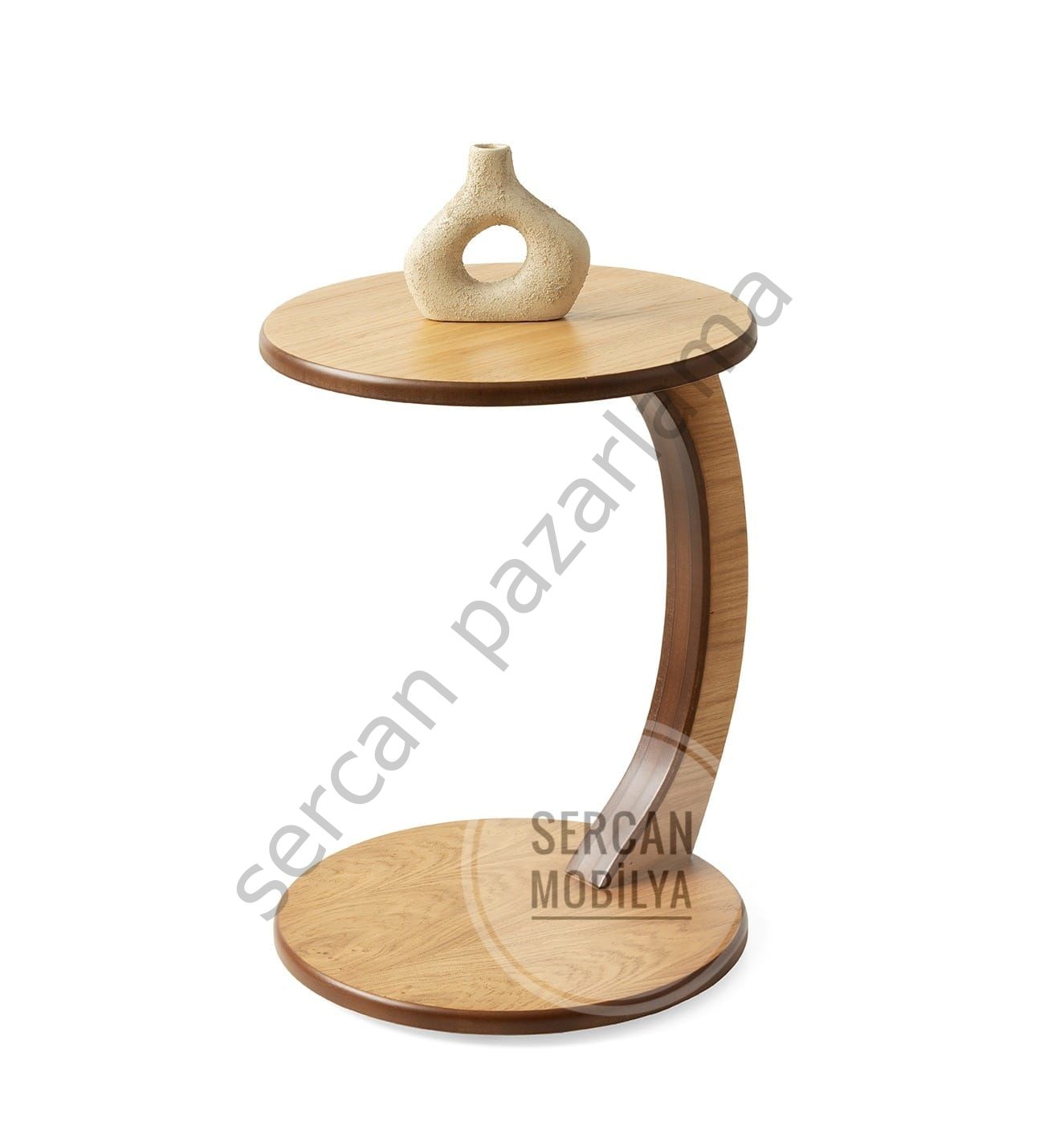 8154 - Ceren Tekerlekli Yan Sehpa - Kayın Kaplamalı