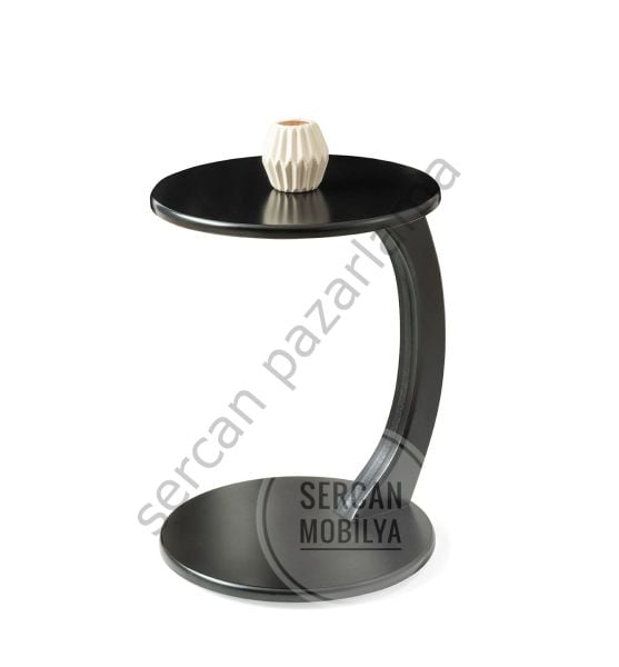 8156 - Ceren Tekerlekli Yan Sehpa - Siyah Lake