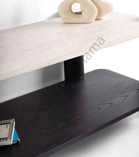 3574-4514 - Serra Tv Ünitesi & Orta Sehpa Seti - Traverten/S.Siyah