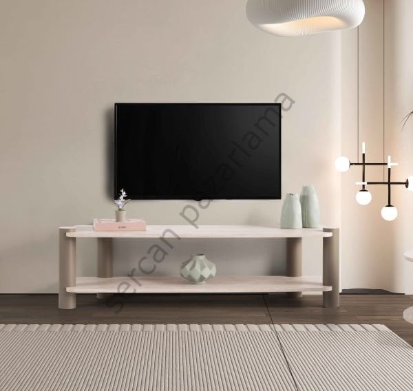 3575-4515 - Serra Tv Ünitesi & Orta Sehpa Seti - Traverten/Cappucino