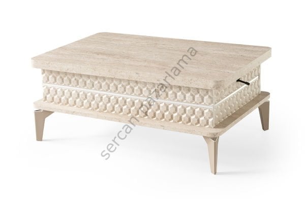 7282 - Petek Akıllı Sehpa - Traverten