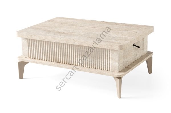 7244 - Çizgi Akıllı Sehpa - Traverten