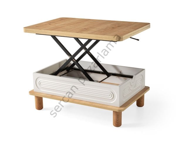 7291 - Manolya Akıllı Sehpa - Safir Meşe/Ekru