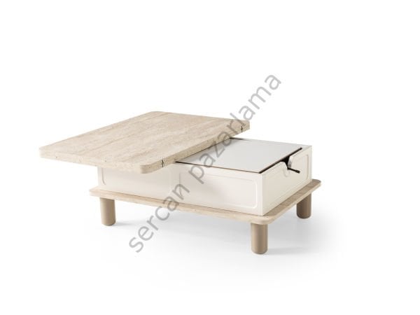 7235 - Stil Akıllı Sehpa - Traverten/Ekru