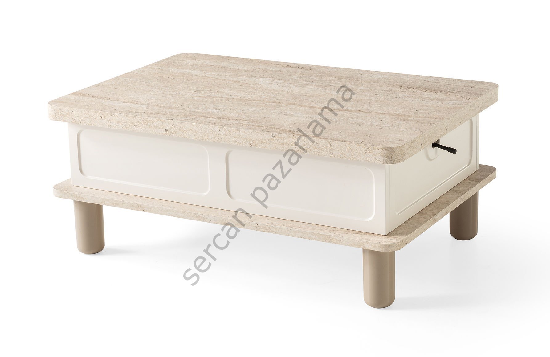 7235 - Stil Akıllı Sehpa - Traverten/Ekru