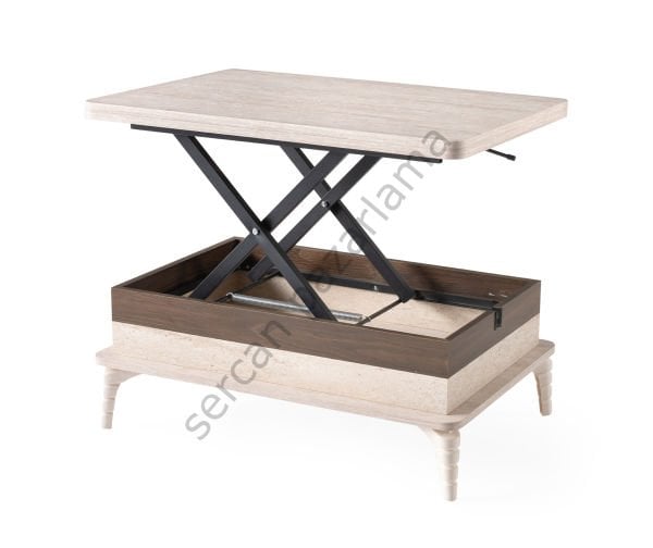 7227 - Lina Akıllı Sehpa - Traverten/Naturel Ceviz