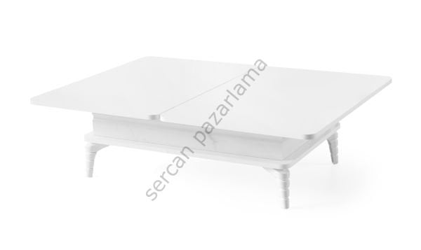 7262 - Lotus Akıllı Sehpa - Beyaz/Beyaz Mermer