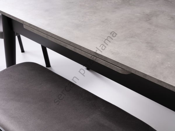 1595 - Burgaz Masa 80x120 - Gri/Siyah