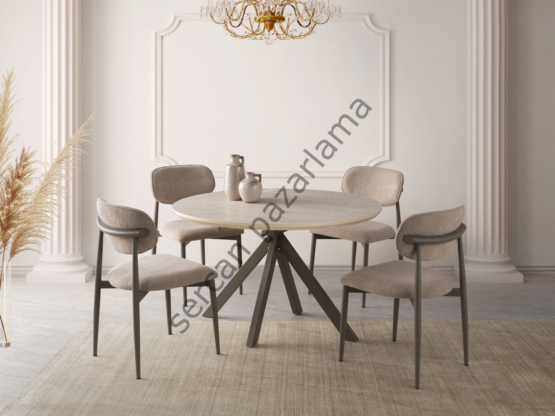 1132 - Seyhan Masa Ø120 - Traverten/Cappucino