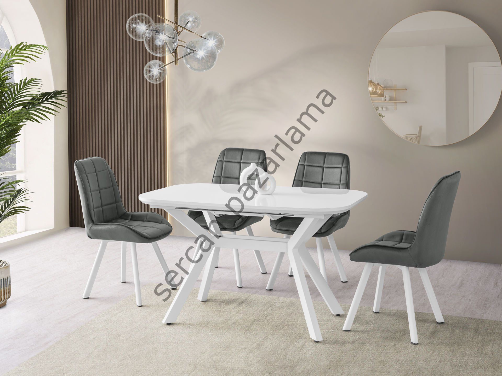1471 - Roma Masa 80x130 - Beyaz