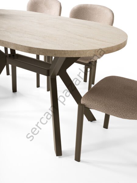 1215 - Haliç Masa 82x138 - Traverten/Cappucino