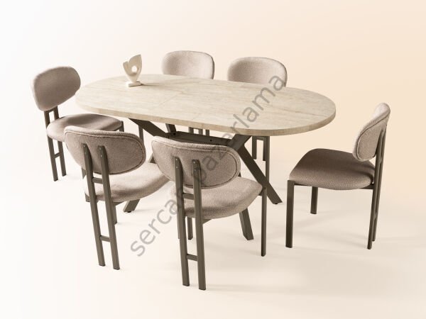 1215 - Haliç Masa 82x138 - Traverten/Cappucino