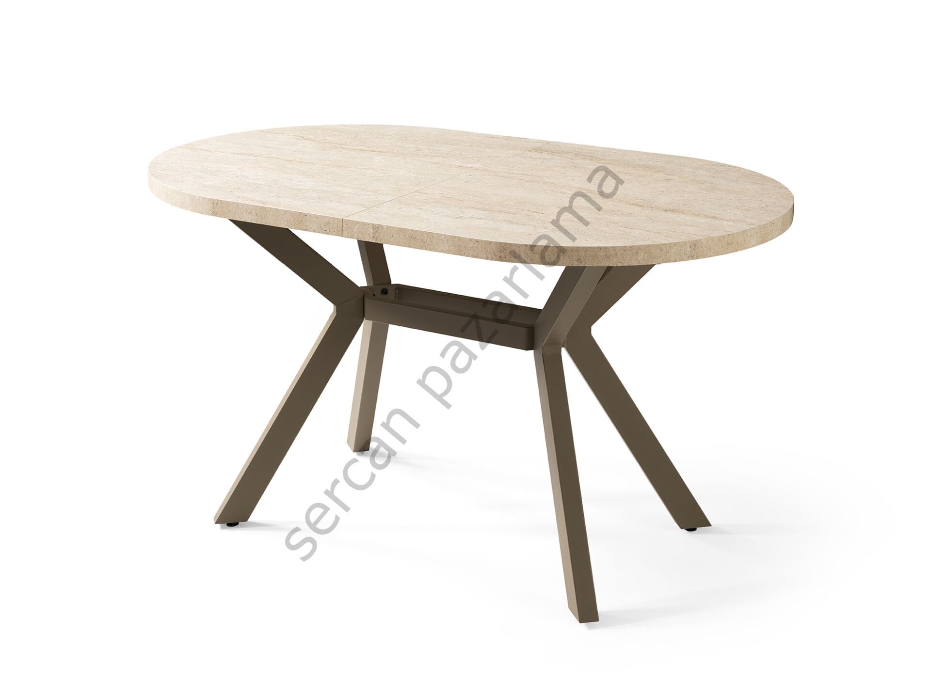 1215 - Haliç Masa 82x138 - Traverten/Cappucino