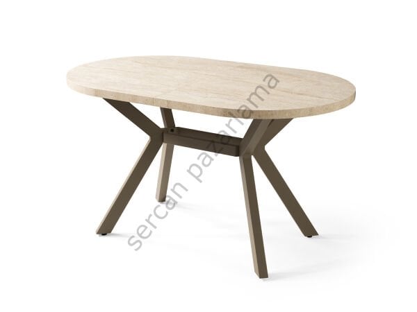 1215 - Haliç Masa 82x138 - Traverten/Cappucino