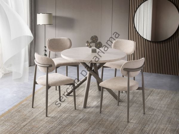 1193 - Ritim Masa Ø104 - Traverten/Cappucino