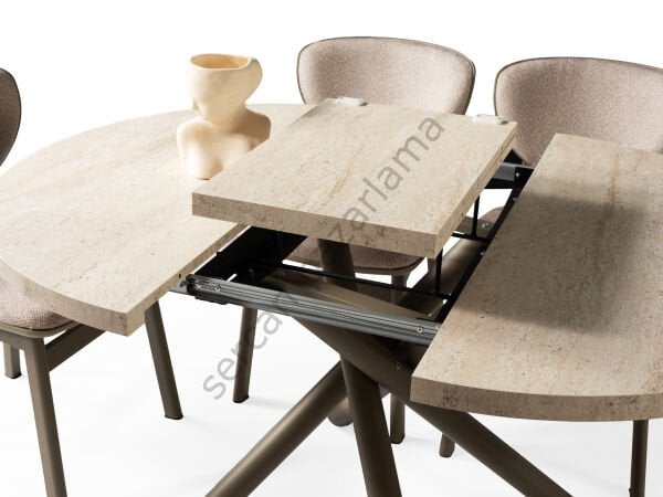 1193 - Ritim Masa Ø104 - Traverten/Cappucino