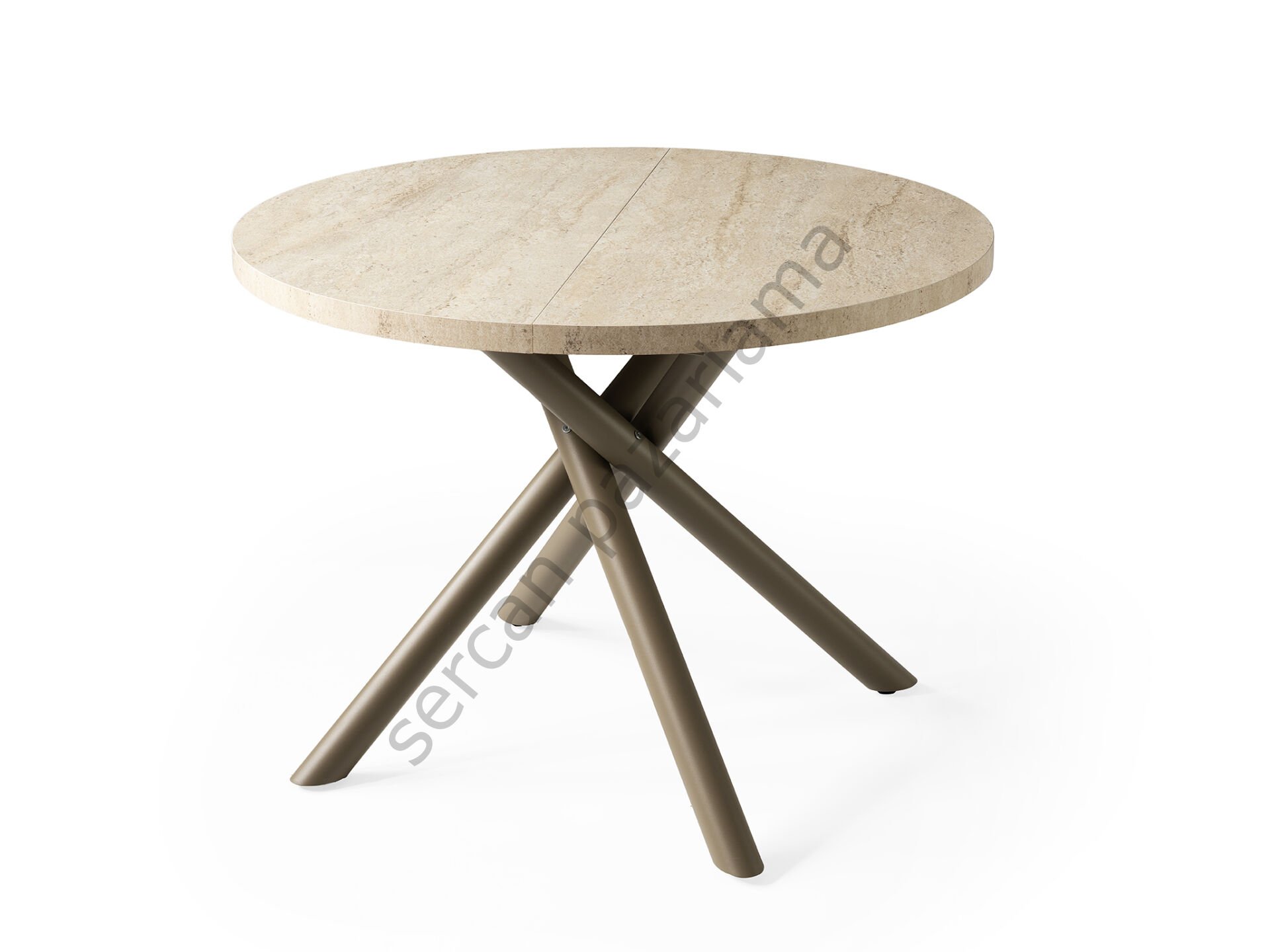 1193 - Ritim Masa Ø104 - Traverten/Cappucino