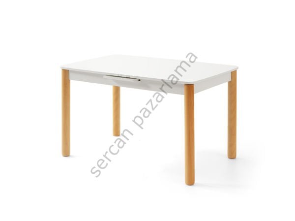 1241 - Safir Masa 80x130 - Beyaz/Naturel