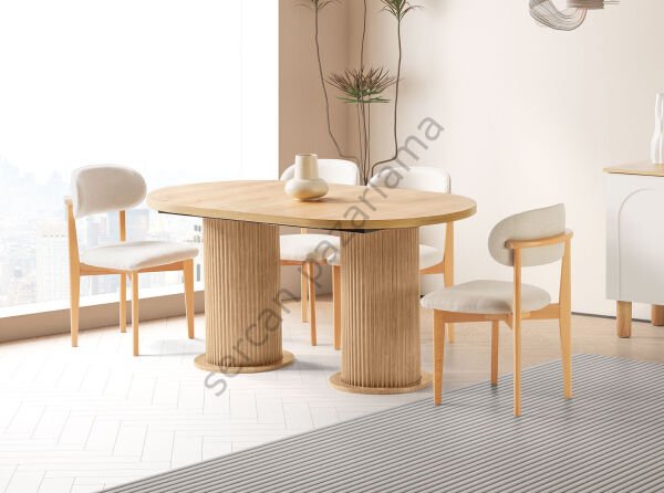Lilyum Yemek Odası - Ekru/Meşe