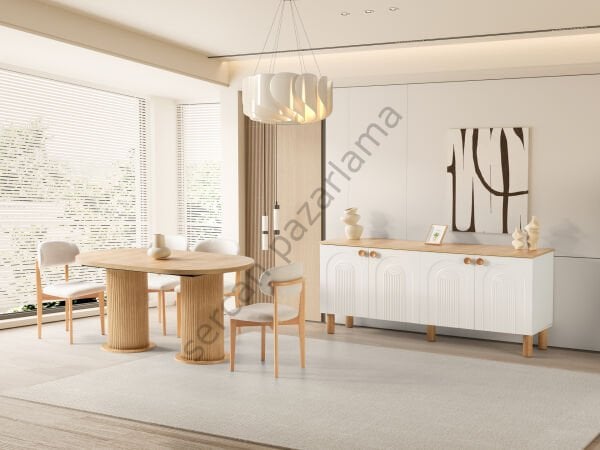 Lilyum Yemek Odası - Ekru/Meşe