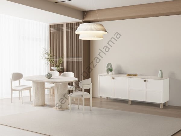 Stil Yemek Odası - Ekru/Traverten