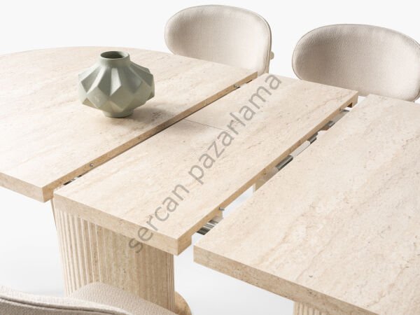 1432-2024 - Stil Masa Sandalye Takımı - Traverten