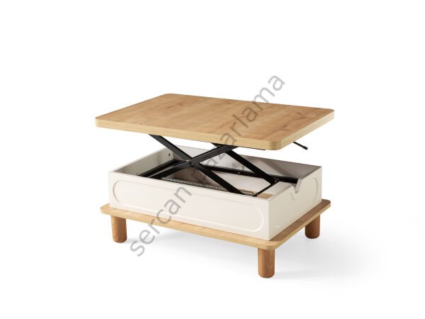 3562-7236 - Açelya Tv Ünitesi & Akıllı Sehpa Seti - Ekru/Meşe