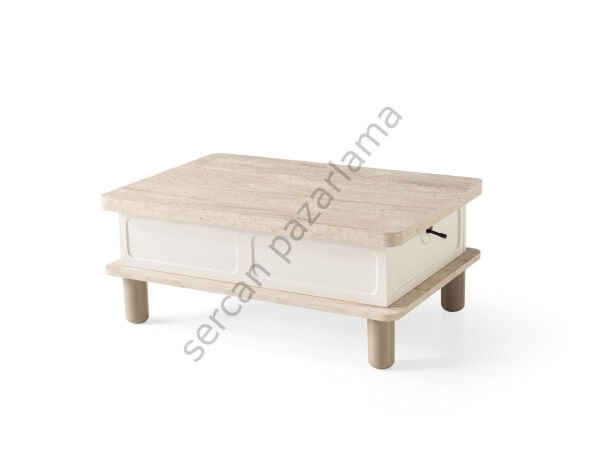 3565-7235 - Stil Tv Ünitesi & Akıllı Sehpa Seti - Ekru/Traverten