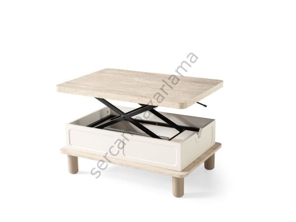 3565-7235 - Stil Tv Ünitesi & Akıllı Sehpa Seti - Ekru/Traverten