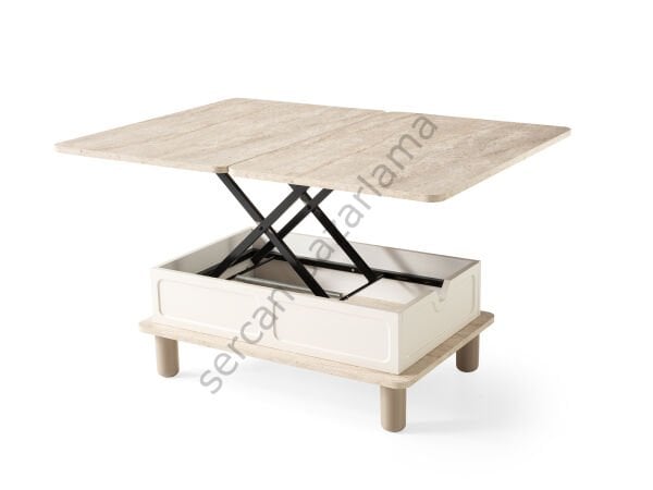 3565-7235 - Stil Tv Ünitesi & Akıllı Sehpa Seti - Ekru/Traverten