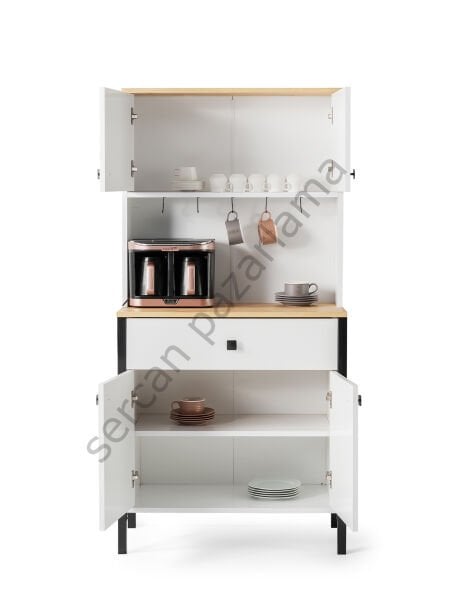 3418 - Güneş Kahve Köşesi - Beyaz/Meşe/Siyah