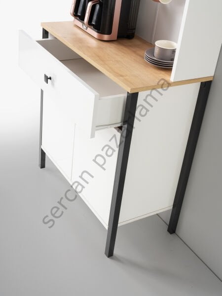 3418 - Güneş Kahve Köşesi - Beyaz/Meşe/Siyah