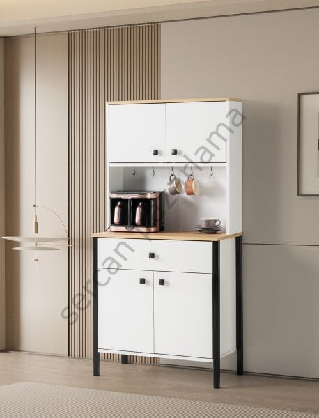 3418 - Güneş Kahve Köşesi - Beyaz/Meşe/Siyah