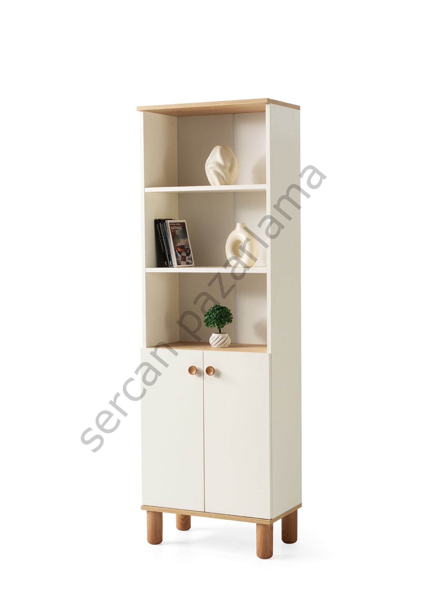 3279 - Duru Kitaplık - Ekru/Meşe