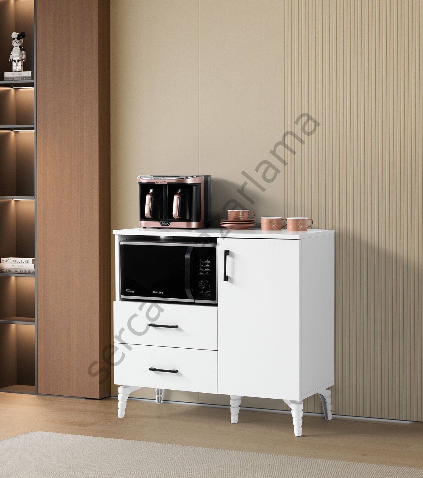 3426 - Gül Kahve Köşesi - Beyaz