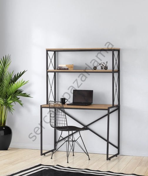 3261 - Cemre Üst Kitaplıklı Çalışma Masası - Çam