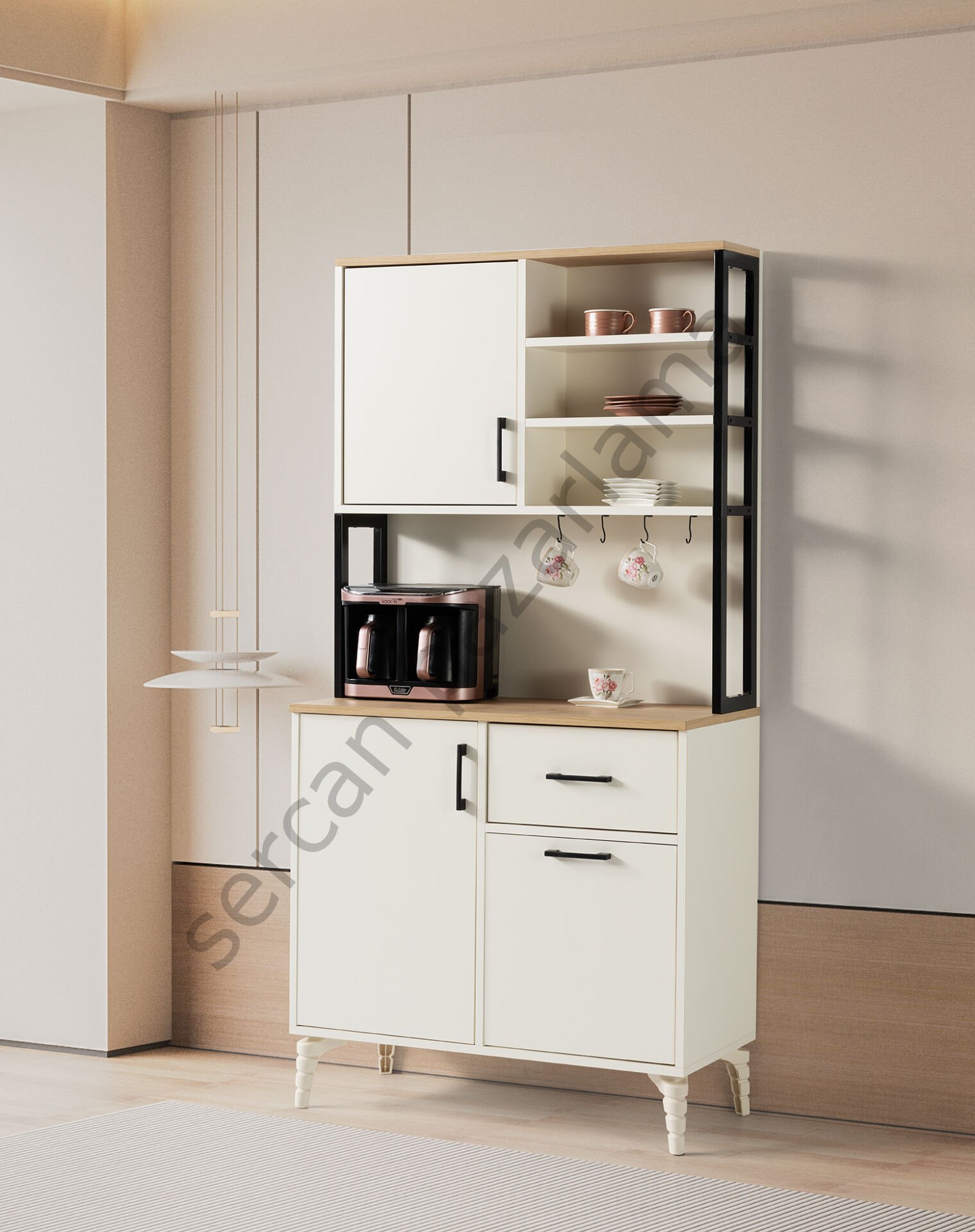 3427 - Lilyum Kahve Köşesi - Ekru/Meşe