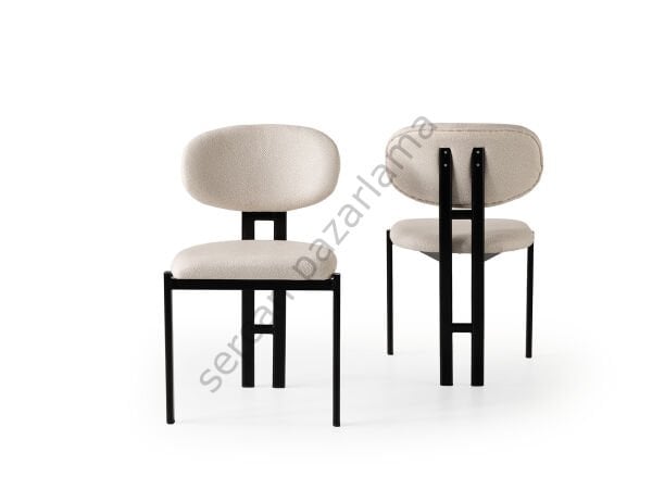 2235 - Gala Sandalye - Siyah/Krem