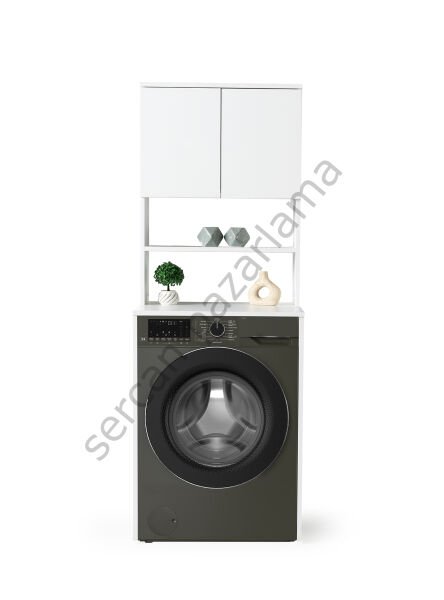 3186 - Çamaşır Makinesi Dolabı - Üst Dolaplı - Beyaz