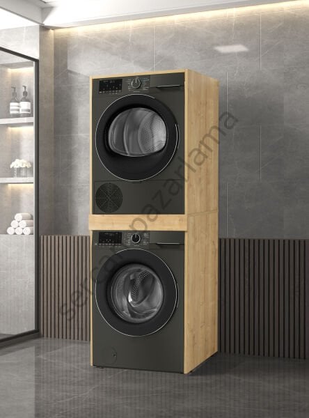 3182 - Çamaşır + Kurutma Makinesi Dolabı - Meşe