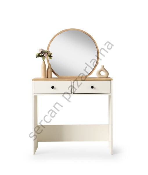 3376 - Rüya Makyaj Masası Ana Blok - Ekru/Meşe