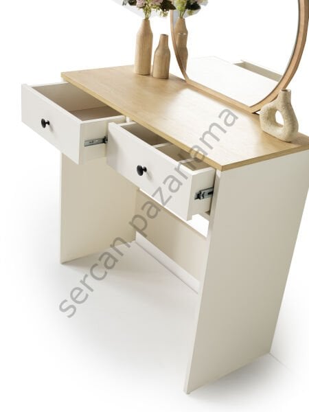 3376 - Rüya Makyaj Masası Ana Blok - Ekru/Meşe