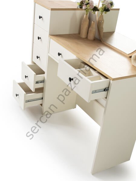 3376-3377 - Rüya Makyaj Masası - Ekru/Meşe