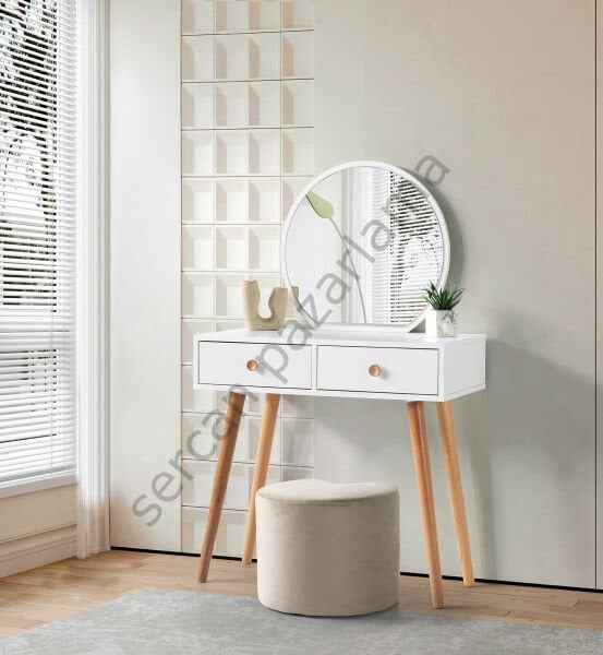 3374 - Duru Makyaj Masası Ana Blok - Beyaz/Naturel