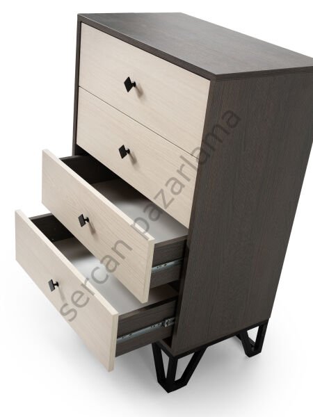 3319 - Luna Şifoniyer - Antrasit Meşe/Monet